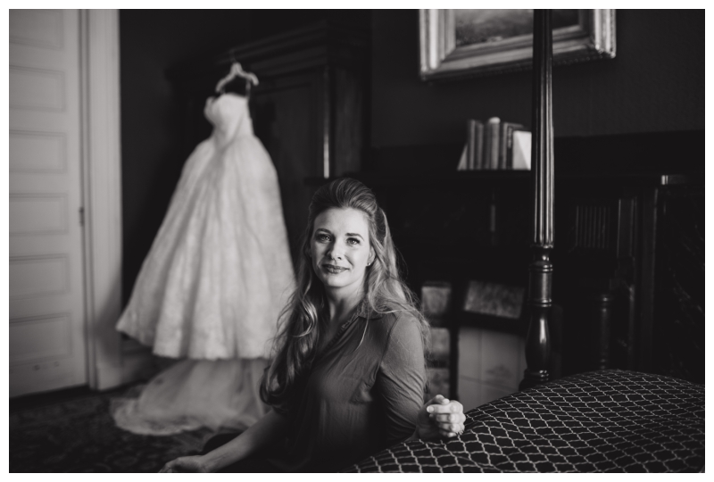 Portrait of bride with Vera Wang wedding gown 